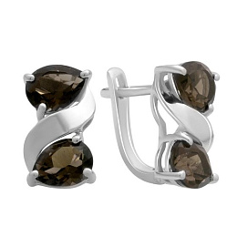 Срібні сережки з раухтопазом (димчастим кварцом) 3.842ct