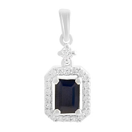 Серебряная подвеска с сапфиром 5.58ct, фианитами