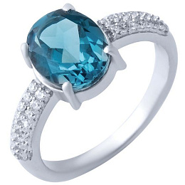 Silver ring with a London Blue topaz