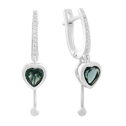 Срібні сережки з топазом Лондон Блю 1.617ct, фіанітами