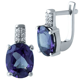 Silver Earrings with Alexandrite, 6.761 ct