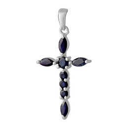 Серебряный крестик с сапфиром 1.938ct