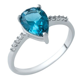 Серебряное кольцо с топазом Лондон Блю 1.695ct