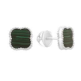 Silver earrings with malachite