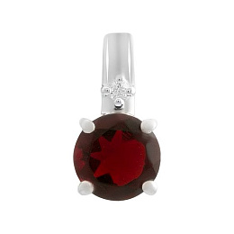 Silver pendant with garnet nano 1.45ct, diamonds