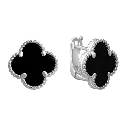 Срібні сережки з оніксом