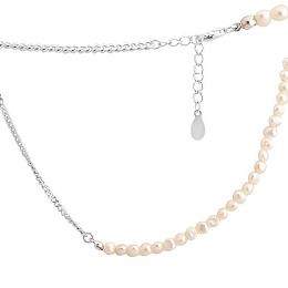 Silver necklace with baroque pearls