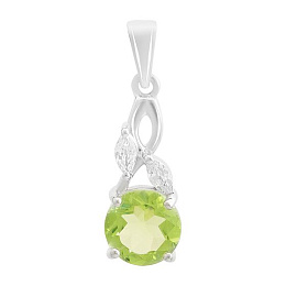 Серебряная подвеска с хризолітом 1.233ct, фианитами