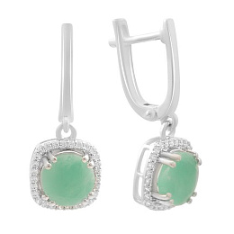 Silver earrings with emerald 4.278ct