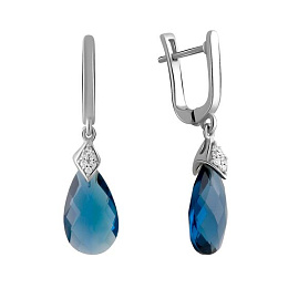Silver earrings with a 9.02-carat London Blue topaz