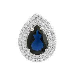 Silver pendant with nano 2.221ct sapphire, pave set with phianites