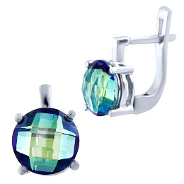 Серебряные серьги с мистик топазом 9.23ct