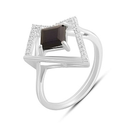 Silver ring with 1.755ct sapphire, cubic zirconia