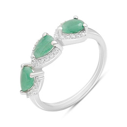 Silver ring with emerald 1.432ct