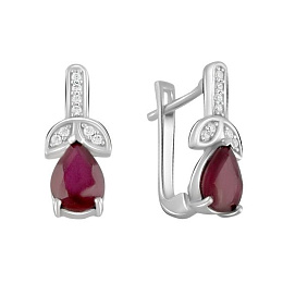 Срібні сережки з рубіном 2.838ct
